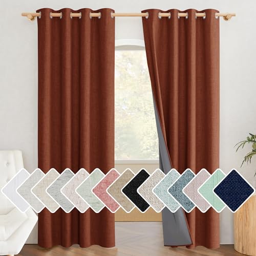 NICETOWN 100% Absolutely Blackout Linen Curtains Thermal