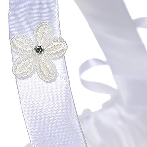 Daxin Lace Wedding Flower Girl Basket for Western Style Wedding Ceremony Party Supplies Classic and Elegant Round Basket with Handle