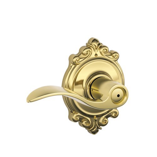 SCHLAGE Accent Bed/Bath Privacy Door Handle with Lock, Bright Brass