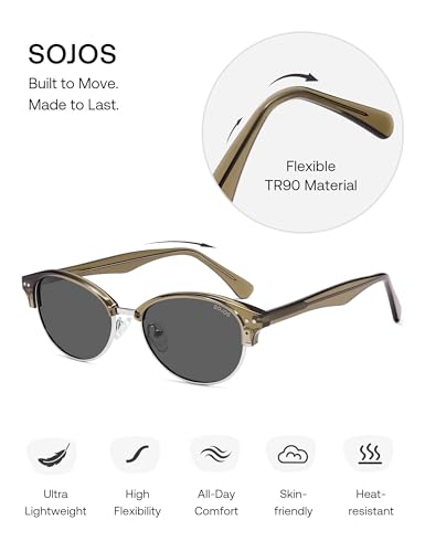 Image of SOJOS Trendy Oval Polarized Sunglasses for Women Retro Cute Shades Sunnies SJ2687
