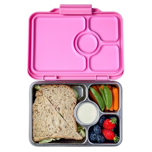 Yumbox Prêt Stainless Steel Bento Lunch Box, 3 Compartment, Secure Seal, BPA-Free, Dishwasher Safe, Compact & Lightweight for Kids & Adults, School & Office Lunch, Portion Control (Versailles Pink)