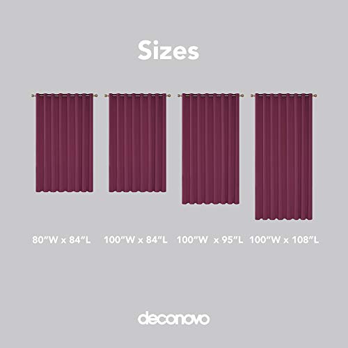 Image of Deconovo Decorative Darkening Grommet Divider Thermal Insulated Blackout 1 Panel Wide Width Curtain for Room, 100W X 95L, Fuchsia