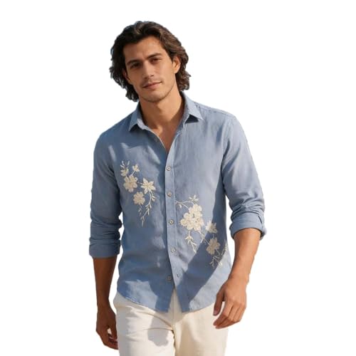 Image of Lymio Men Shirt | Premium Embroidered Shirt for Men | Long Sleeve Slim Fit Casual Shirts for Men | Trendy Wedding & Festive Ready (Packs Also Available) (01-04)