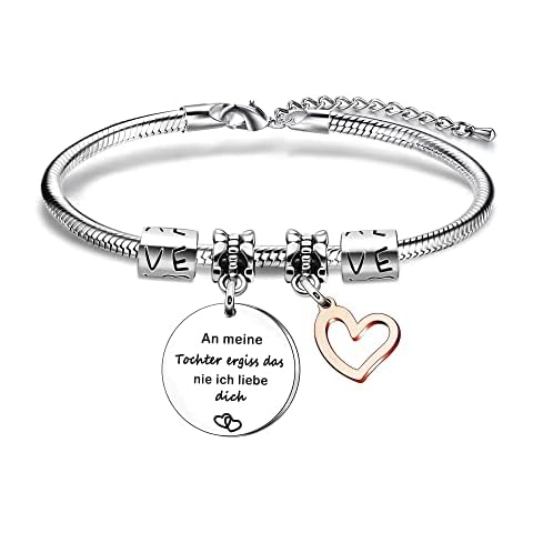 Tochter Edelstahl-Armband mit Gravur Buchstaben Cover