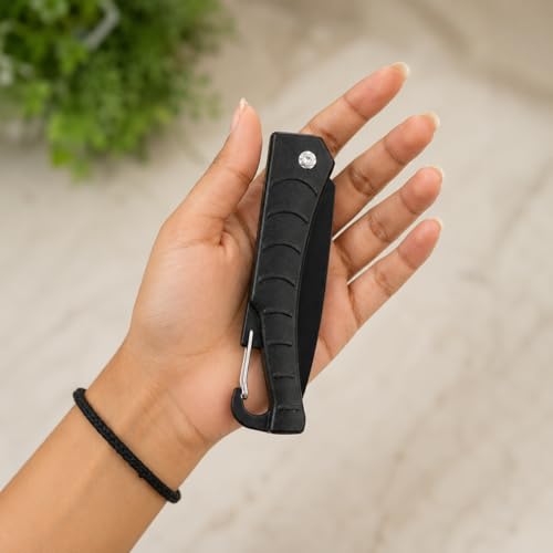 Image of Premium Black Foldable Fruit Knife (7 Inch) - Manual Foldable Pocket Knife - Black Painted Stainless Steel Blade - Utility Kitchen Fruit and Vegetable Cutter - Kitchen Use