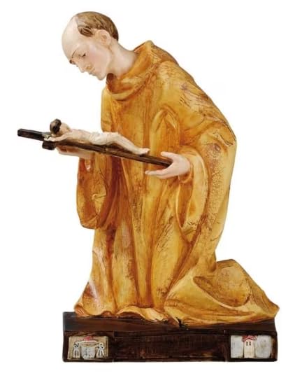 Generico ArteSacraCaravaggio Statua di San Bernardo cm 22,5 in marmo resina decorata a mano di produzione artigianale italiana