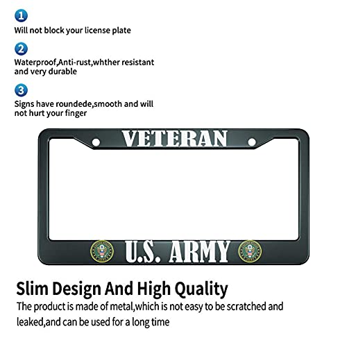 Aoyego U.s. Army Veteran License Plate Frame United States American Army Flag Eagle Badge Emblem Patriotism Back Plate Covers Holder Aluminum For Women Men Cars Auto Us Standard #TOP3