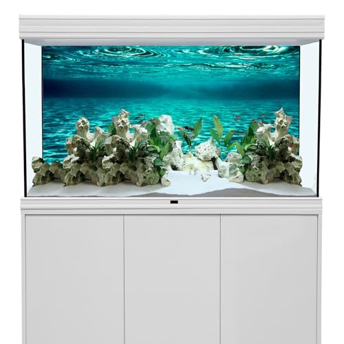 Image of YongFoto Fish Tank Background 30x18 inch Turquoise Clear Water Ripple Lakebed Undersea Ocean Floor Underwater Seabed Polyester Backdrop Reptile Habitat Terrarium Aquarium Background