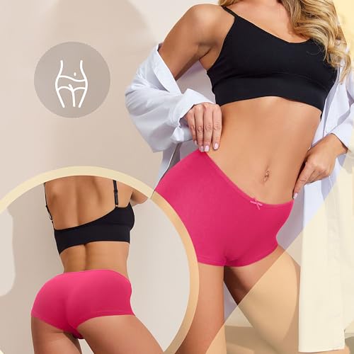 Image of Allxwek Womens Cotton Underwear Boy Shorts for Women Stretch Comfort Boxer Briefs Ladies Knot Panties 3 /6 3901
