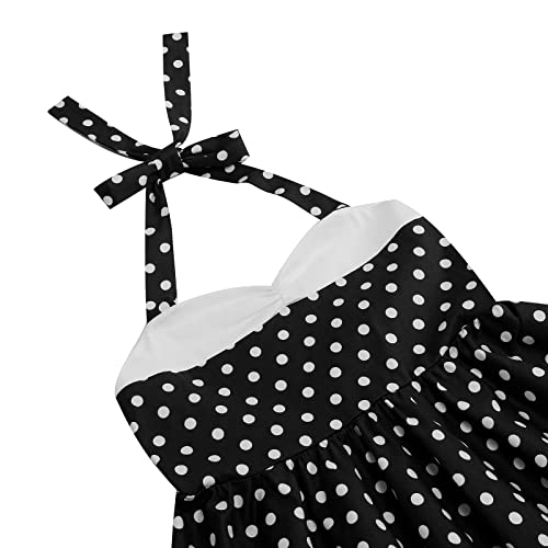 Halter Pinup Dresses for Girls 50s Pin up Dress Girls Retro Dress 1950s Vintage Dress Kids A line Party 50's Polka Dot Dress4