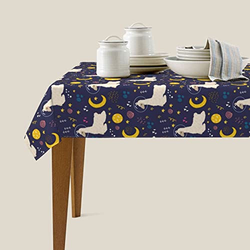 Alpaca Table Cloth Waterproof Rectangle Tablecloth Washable Space Party Table Cover 54X 72 Inch For Celebration Holiday Camping Picnic #TOP2