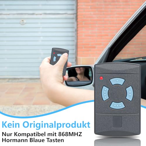 868.3MHz Garagentoröffner, Handsender fur Hörmann, Garagentor Fernbedienung Kompatibel mit Hörmann HSM2 HSM4 HS1 HS2 HS4 HSE2 HSE4 HSZ1 HSZ2 HSP4 HSP4-C HSD2-A HSD2-C, Enthält 2 Batterien (2 Stück)