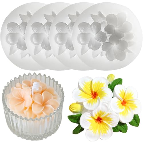 pekifaves 4 Stück Kerzen Silikonformen, Blumen Silicone Kerzenform 3D, Silikonformen Kerzen Gießformen Kerzen Blumen, Kerzen Gießen Formen, für DIY Herstellung Kerzen Seife