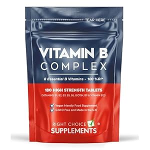 Vitamin B Complex 180 Tablets (6 Month Supply) – Contains All Eight B Vitamins in 1 Tablet, Vitamins B1, B2, B3, B5, B6, B12, Biotin & Folic Acid