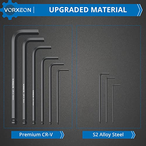 Vorxeon 9Pcs Allen Wrench Hex Key Set, Metric Long Ball End Allen Key Set L-Key With Visible Coding For Bike Motorcycle Repair Furniture Assembly Household Diy (1.5Mm-10Mm) #TOP3