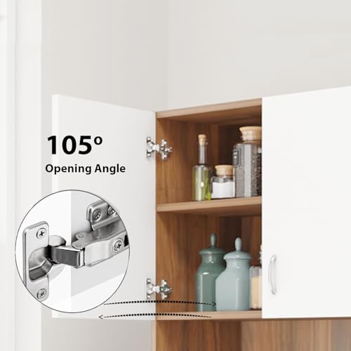 Image of VIKI Furniture | Kitchen Cabinet - Drawer with Doors & Open Shelves, Organizer for Kitchen, Bedroom, Hallway & Living Room (Brussel Walnut & Frosty White - 40D x 80W x 180H cm) | 1 Year Warranty