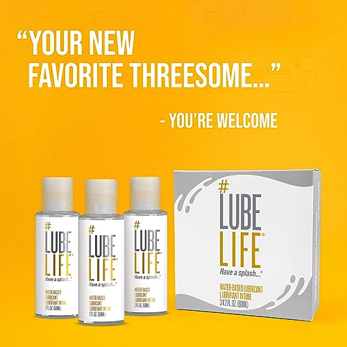 Lube Life Water-Based Personal Lubricant Travel 3 Pack, Water-Based Lube for Men, Women and Couples, Non-Staining, 3 x 2 Fl Oz