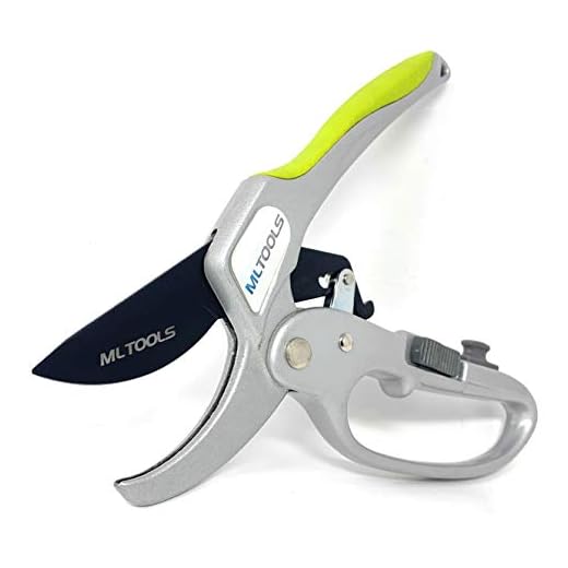 MLTOOLS Ratcheting Bypass Pruning Shears – 8" Ratchet Hand Pruning Anvil Shears for Weak Hands – Heavy-Duty Ratcheting Lopping Shears – Low Effort Trimming Shears – Easy & Comfortable Grip – 8231