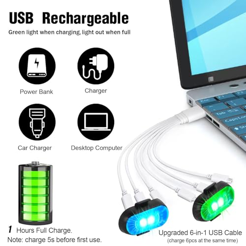 Image of 6PCS Wireless LED Strobe Lights with Remote Control, 8 Colors Rechargeable Led Lights Anti-Collision LED Emergency Warning Lights for Car Motorcycle Bike Drone Aircraft