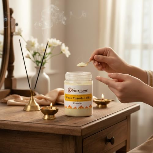Image of White Chandan- 100 Gram | Tika Powder | Chandan Powder for Religious Pooja and Tilak | Natural and Pure Gopi Sandalwood for Mandir, Aarti, Temple Rituals and Hawan