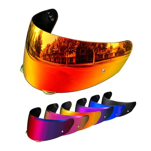 Image of PSLER Shatterproof Motorcycle Helmet Visor for i90 HJ-33,Deep Gold Red | Impact-Resistant ,UV400 Protection, Motorcycle Tinted Face Shield for i90 HJ-33,Visor Replacement