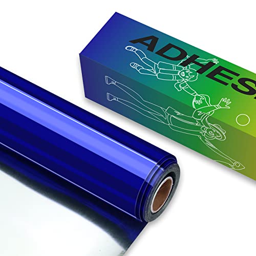 Image of HTVRONT Blue Chrome Permanent Vinyl - 12 inch x 10FT Mirror Metallic Permanent Adhesive Blue Vinyl Roll Compatible with Cricut Cutting Machine - Easy to Weed & Transfer