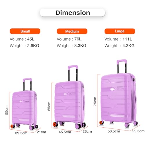 Image of Nasher Miles Paris Hard-Sided Polypropylene Check-in Luggage 28 inch | 75cm | 8 Wheels Large Trolley Bag for Travel | Suitcase (Purple)