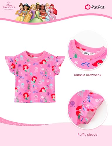 Image of Disney Frozen Elsa Minnie Mouse Stitch Princess Girls' Skirt Sets Ruffle Short Sleeve Clothes 2pcs Outfits Summer Dress 2-9Y