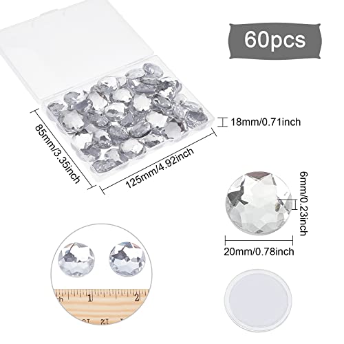 FINGERINSPIRE 60 Stück 20 mm flache Rückseite runde Acryl-Strasssteine mit Behälter, klare, selbstklebende Kristallkreise, Edelsteine, funkelnde Kunststoffaufkleber für Kostüme, Cosplay, Juwelen,