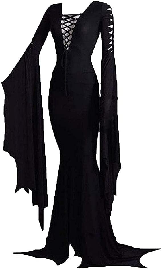 YAOHUOLE Kostüm für Damen Halloween Floor Dress Sexy Vampirkostüm Schwarz L