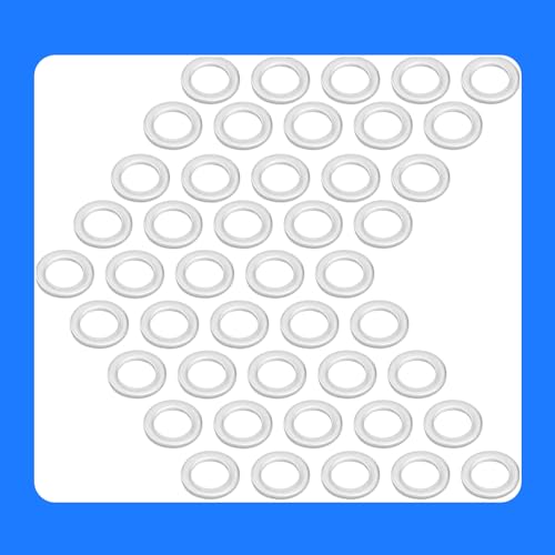 Image of Pack-50 Car Oil Drain Plug Gaskets, Aluminum Sealing Rings, O Shape Washers Seals, Oil Drain Screw Washer, 9410914000 Gasket Replacement Parts, Compatible with Honda Models (Silver)