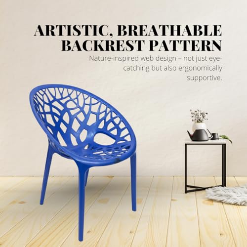 Image of activa Crystal Plastic Arm Chair | Stackable Indoor Outdoor Chair for Home, Balcony, Patio & Garden | Comfortable Designer Armrest Chair | Durable Plastic Seating Furniture (Blue, Set of 1)