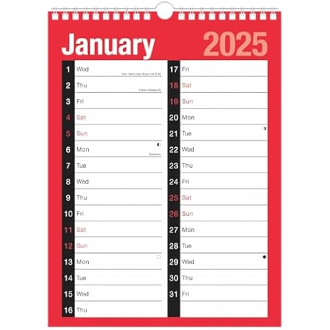 2025 A4 Large Print Wall Calendar for Families Cover