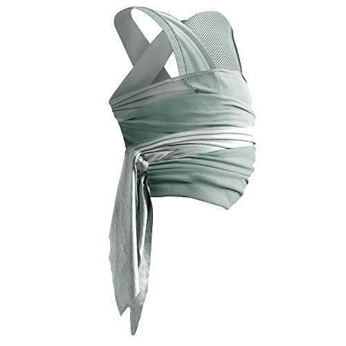 Image of Boppy Newborn Baby Carrier—ComfyHug | Hybrid Wrap | 2 Carrying Positions, 0m+ 5-20lbs | Size Inclusive, Infant Carrier for Bonding | Silver Sage Green, Hardware Free