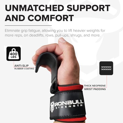 Weight Lifting Steel Hooks (Pair) – Heavy Duty Lifting Wrist Straps - Deadlift Straps for Powerlifting- Thick Padded Workout Hook – Weightlifting Gloves for Heavy Lifting - Image 3