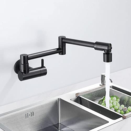 Grifos para fregadero de cocina giratorios en latón negro de pared
