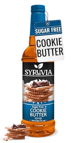 Syruvia Sugar-Free Cookie Butter Coffee Syrup - 25.4 fl oz. Premium Coffee Flavoring Syrup. 0 Calories, Kosher, and Gluten-Free. Perfect for Enhancing Drinks, Sodas, Shakes, Desserts, and More.