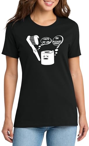 Image of I Hate My Job Toothbrush Toilet Paper Funny Top Toothbrush Toilet Paper Humor Graphic Cotton Tee Adult Youth Tall Men Women