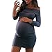 Produktbild Mode Aus Der Schulter Umstandskleid Langarm Mutterschafts Elegante Strickkleid Minikleid Damen Slim Fit Umstandsmode Lässiger Rock Abendkleid Für Schwangerschaft Lange Umstandshirt