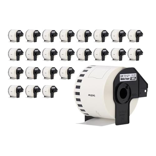Image of Brother Genuine, DK-220524PK Continuous Paper Label Roll, Cut-to-Length Label, 2.4 inch x 100 Feet, (24) Rolls Per Box, White (DK220524PK)