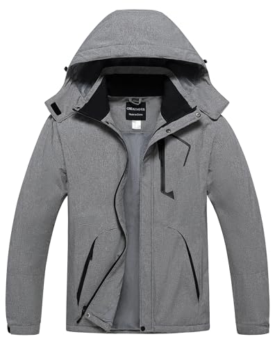CREATMO US Men Ski Jacket Mens Snowboard Snow Coats Winter Clothes For Mountain Waterproof Windproof Rain Charcoal Heather L