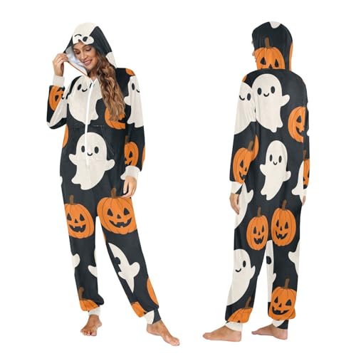 Pijama de Navidad de una pieza en tejido suave térmico con calabazas 5