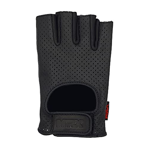 Image of MRX Driving Gloves Button Basic Soft Outdoor Glove Goat Leather Workout Full Finger, Black