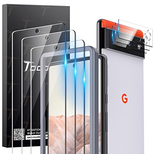 TOCOL [3 Pack] Compatible for Google Pixel 6 5G 6.4 Tempered Glass Screen Protector & Glass Camera Lens Protector Case Friendly Anti-Scratch [Alignment Tool] [Fingerprint Unlock]