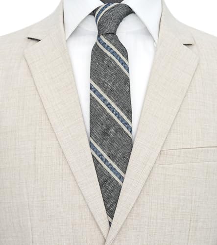 Image of BELLUNO Men's 2.5 inch Skinny Solid Cotton Linen Ties