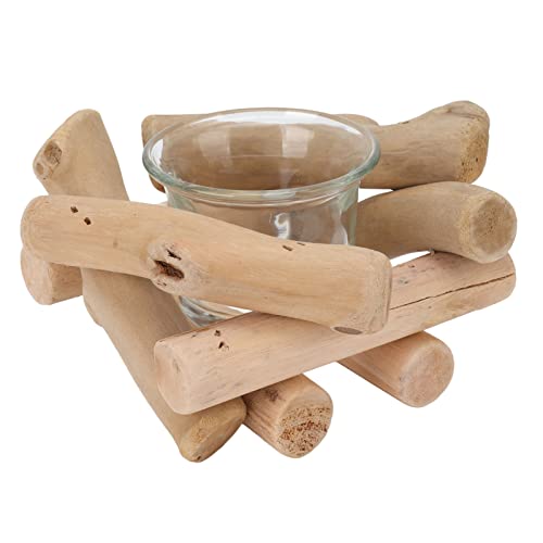 Velador de Velas de Color Verde Azulado Madera Velores Simples Madera Rústica con Copa Vidrio Decoración del Hogar Propiedad Morteo Vela Holdertea C Hecha para SM Soporter CA