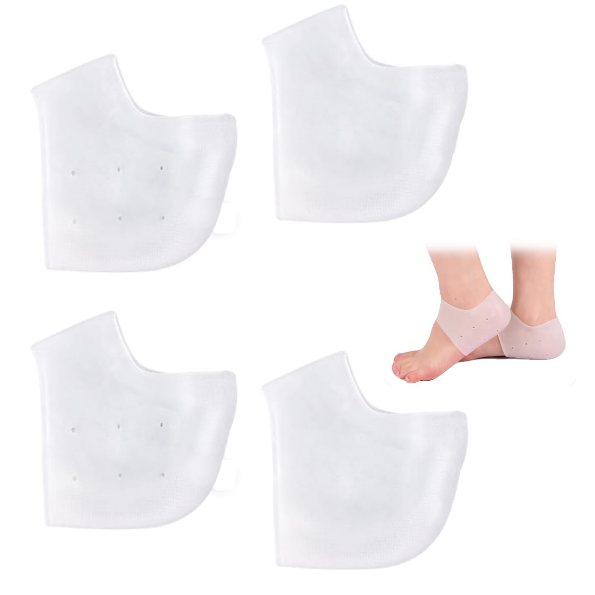 4 almohadillas de silicona para el talón, protección plantillas espolón calcáneo, adecuadas para fascitis plantar, fascitis plantar, espolones calcáneos, tobillos hinchados, alivia