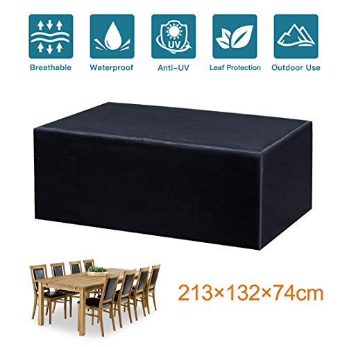 Fayttoli Garden Furniture Covers, Waterproof Dustproof Anti-UV Oxford Fabric Outdoor Furniture Covers, Rectangular Garden Table Covers 213x132x74 cm