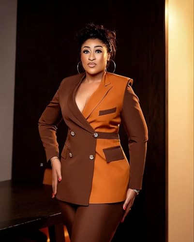 Women's Suit Match Color Tuxedos Business Dinner Double Breasted Two Pieces Jacket Pants2