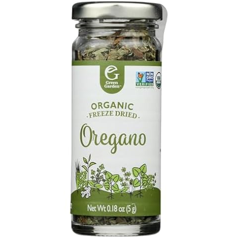 Green Garden Freeze-Dried Oregano - Freeze Dried Organic Oregano, Oregano Seasoning, Substitute Oregano Fresh, Freeze Dried Oregano Fresh, Gluten Free, USDA Organic, Vegan - 0.18 Ounce Cover